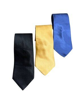 Lot Of 3 City Of London Silk Neckties Black Gold Blue Formal Business Wear